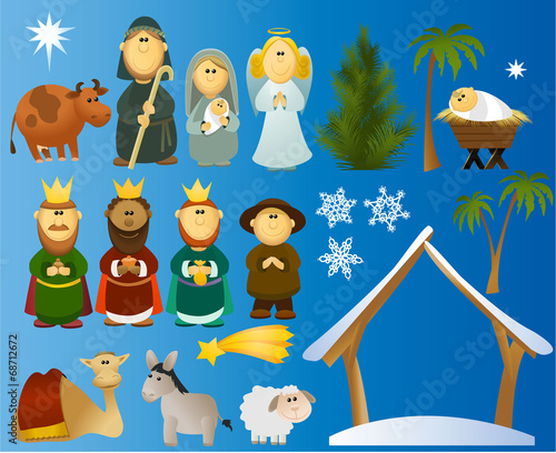 Set of Christmas scene elements