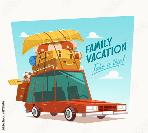 Family vacation. Vector illustration.