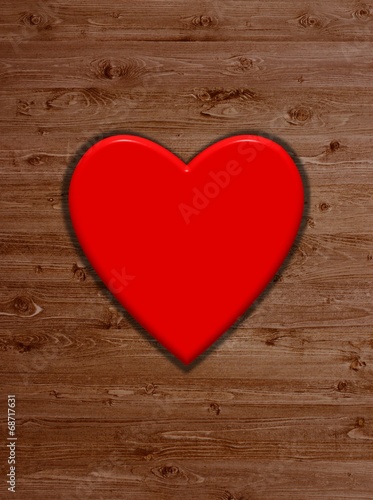 Holz Hintergrund und rotes Herz als Hintergrund
