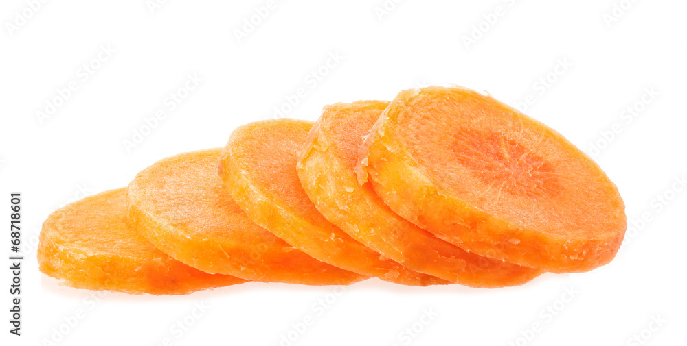 Carrot slices isolated on white background Carrot slices isolated on white background
