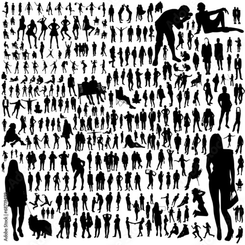 Set of people silhouettes