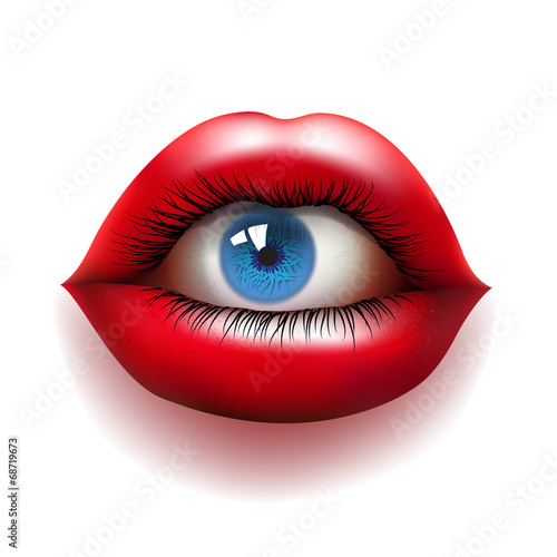 red lips with eye