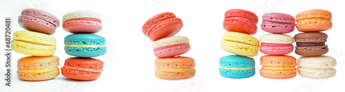 set of different macaroons isolated on white