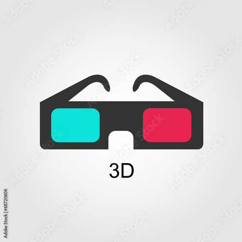 Modern 3D cinema glasses, flat design
