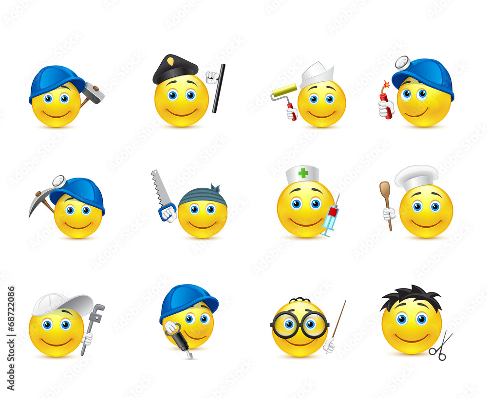 Smiley set of vectors, distributed in occupations