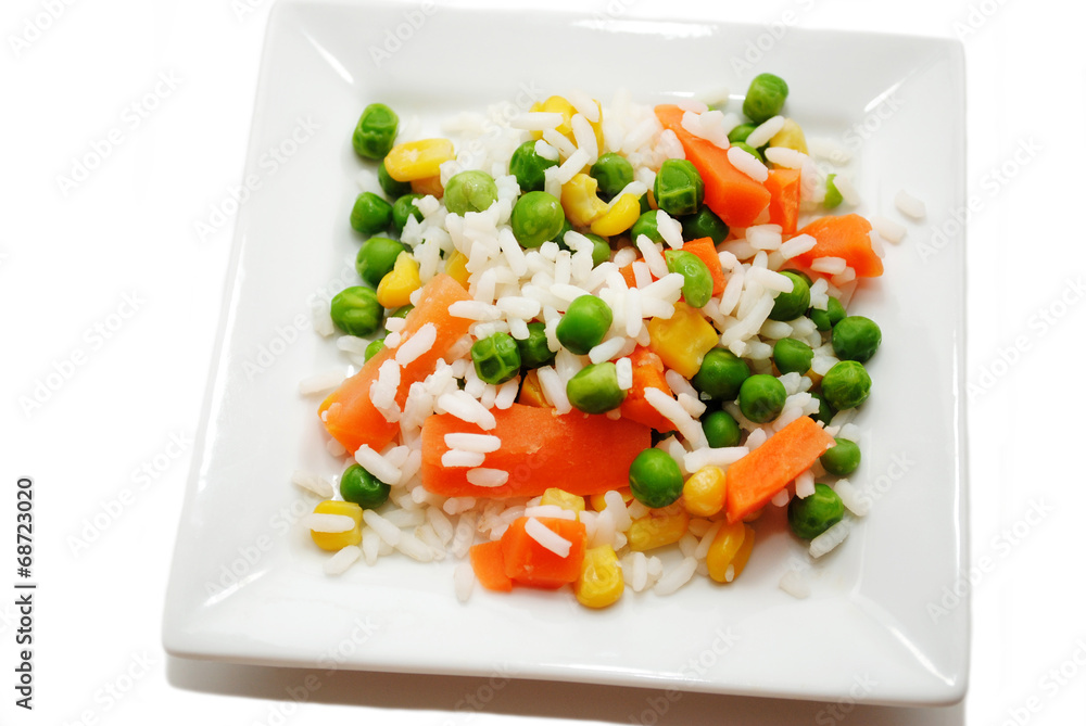 White Rice with a Variety of Mixed Veggies