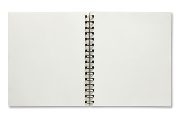 open spiral notebook isolated on white background