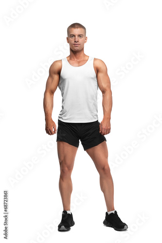 young man in sportswear on a white background