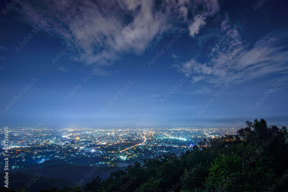 landscape of city at night