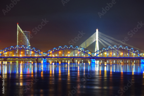 General view on Riga keypoints and Daugava river, Latvia