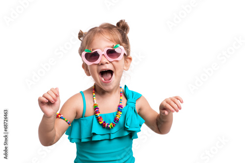 Adorable happy girl on a white background