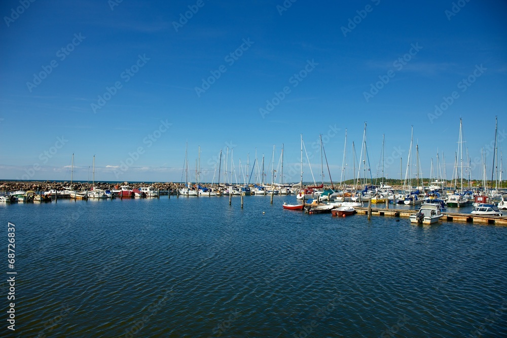 Sailing boats in marina, Bornholm