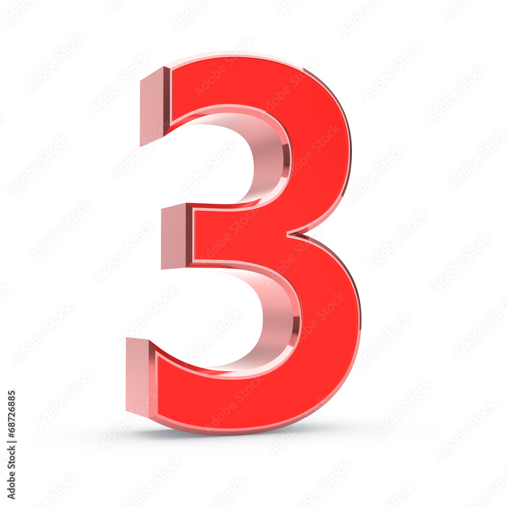 Metal big red 3D number on white - isolated with clipping path Metal big red 3D number on white - isolated with clipping path