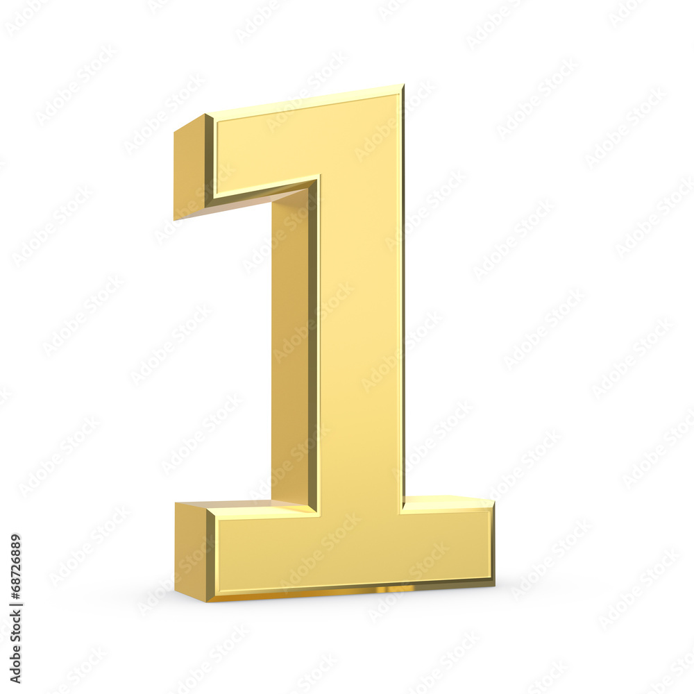 Shiny big golden 3D number on white - isolated Shiny big golden 3D number on white - isolated