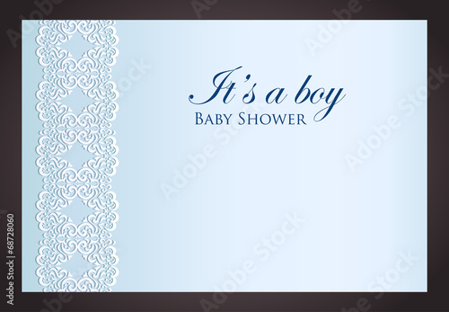 Baby shower invitation for boy with imitation of lace