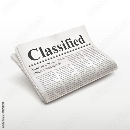classified words on newspaper
