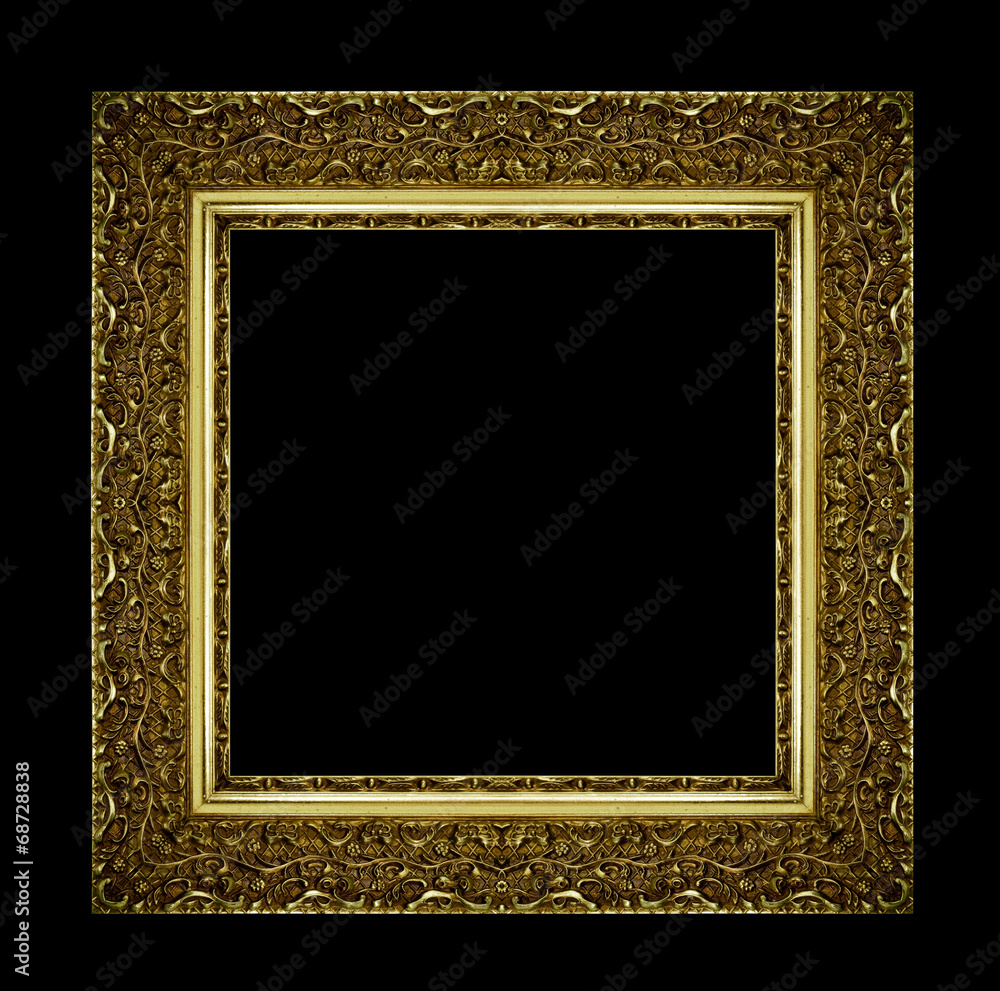Goldener Bilderrahmen vor Schwarz Goldener Bilderrahmen vor Schwarz