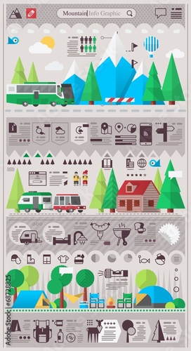 mountain & camping info graphic elements. vector background