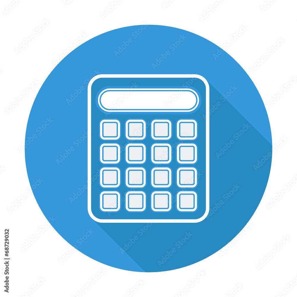 Single flat calculator icon with long shadow. Single flat calculator icon with long shadow.