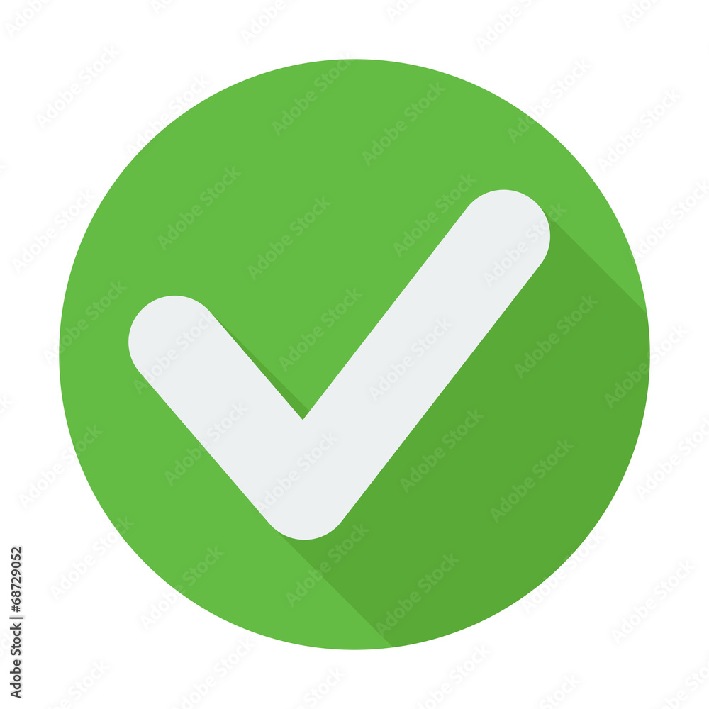 Single flat check mark icon with long shadow. Single flat check mark icon with long shadow.