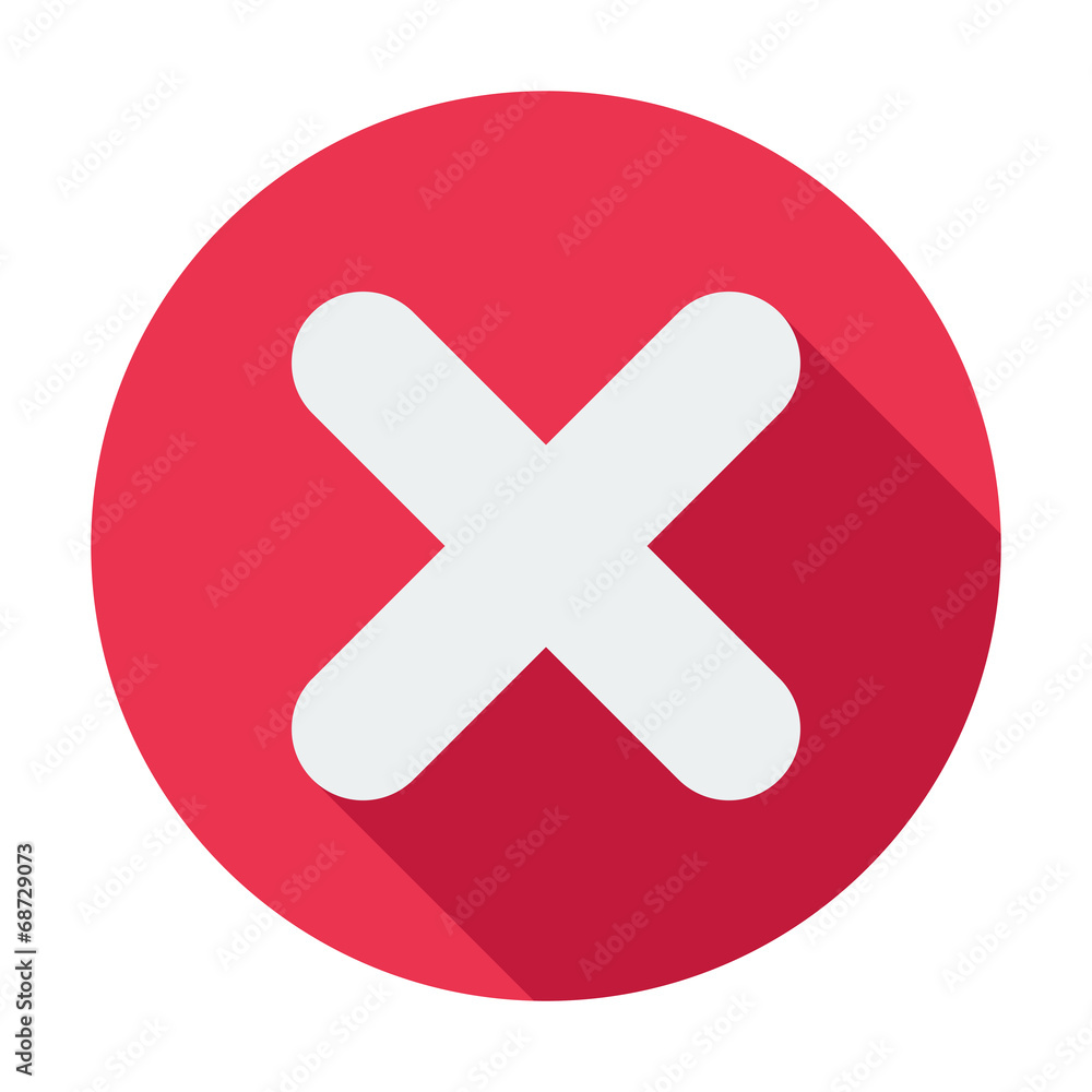 Single flat close vector icon, icon with long shadow. Single flat close vector icon, icon with long shadow.
