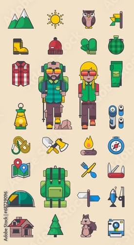 mountain elements, vector camping kit