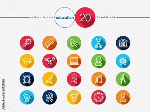 Education flat icons set