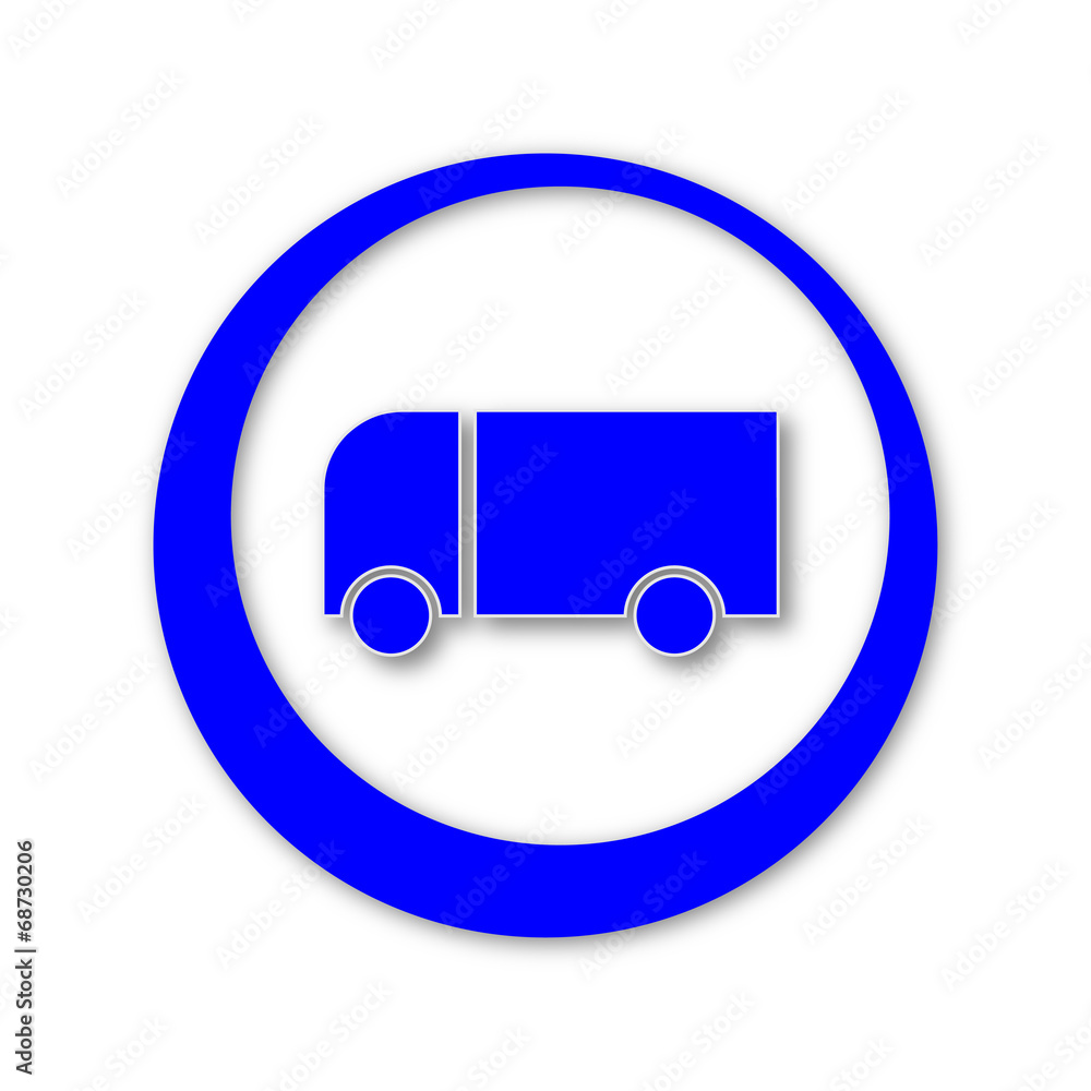 blue truck icon with shadows blue truck icon with shadows