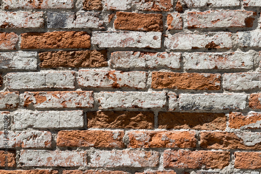 Fototapeta premium Background of red brick wall pattern texture.