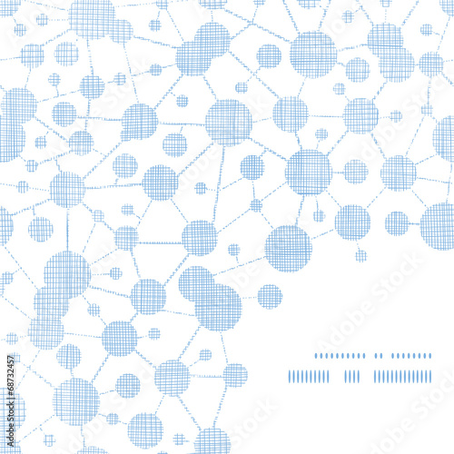 Blue molecules testile texture frame corner pattern background