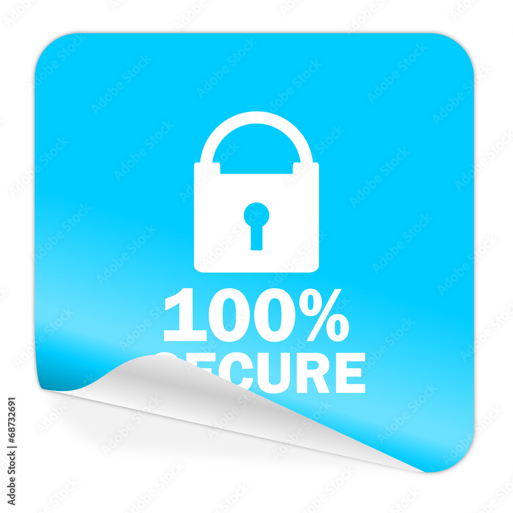 secure blue sticker icon