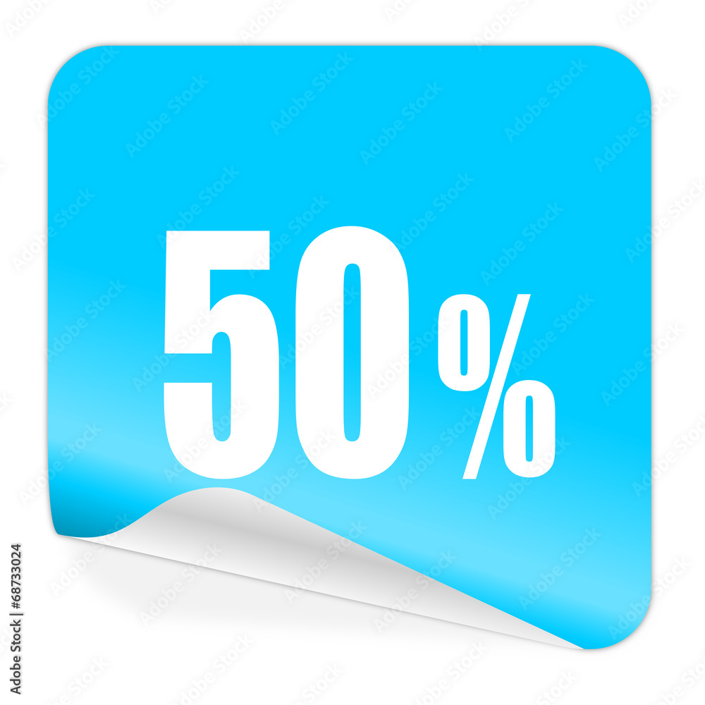 50 percent blue sticker icon 50 percent blue sticker icon