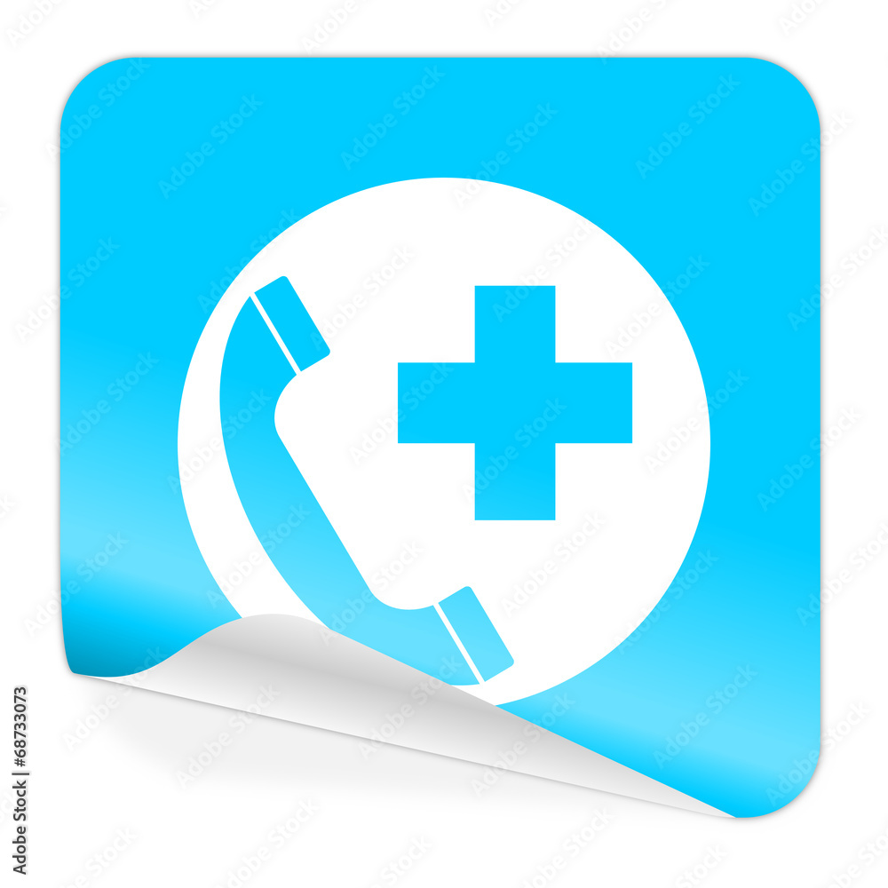 emergency call blue sticker icon emergency call blue sticker icon