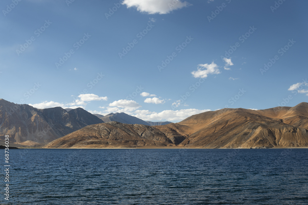 Lake surrounded majestic Himalaya mountains
