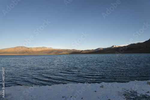 Tibatan saline lake at morning photo