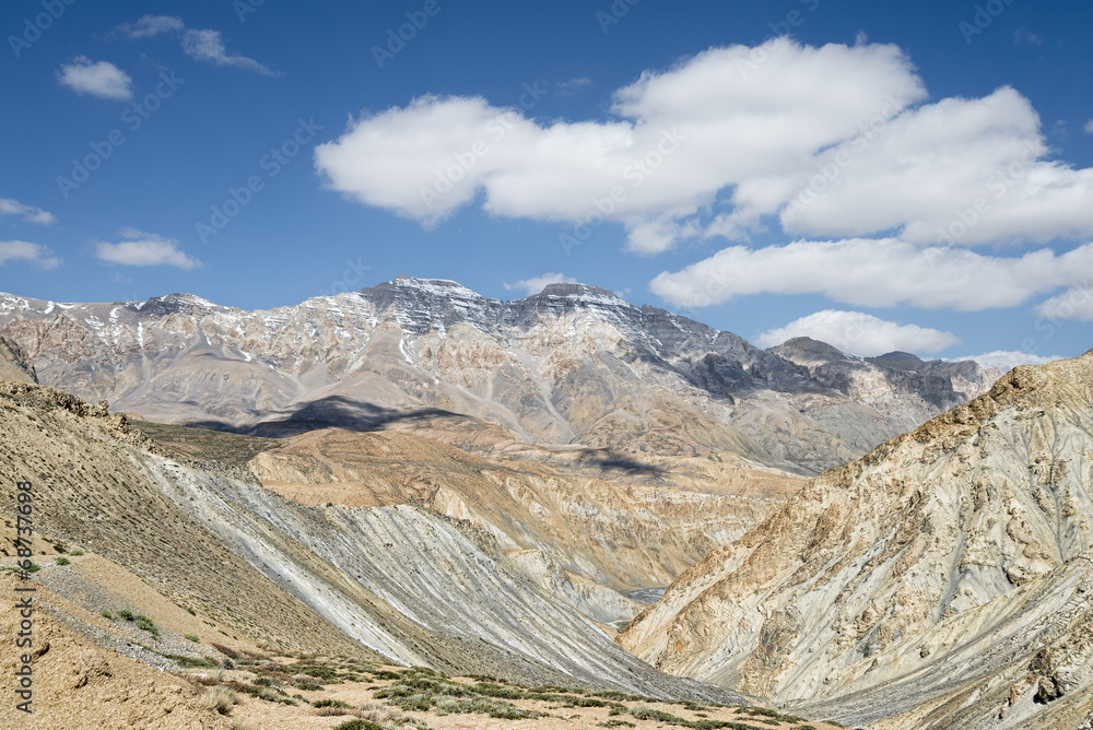 Scenery view on snow capped mountains in Ladakh