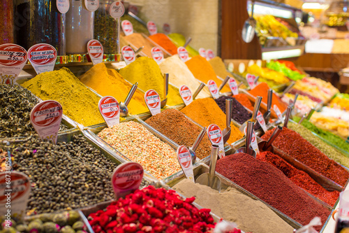 Typical spices on sale in turkish markets at Istanbul photo