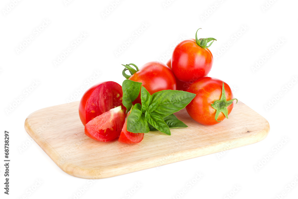 Ripe tomatoes and basil
