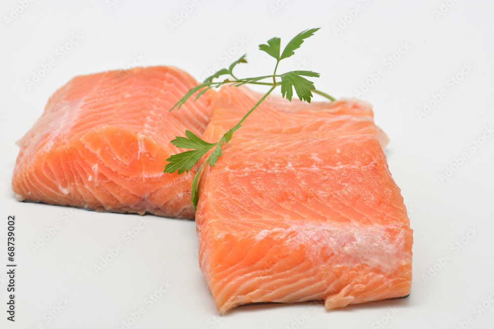 raw salmon fillet isolated on white background raw salmon fillet isolated on white background