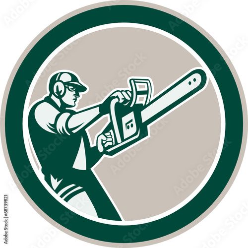 Lumberjack Tree Trimmer Arborist Chainsaw Circle