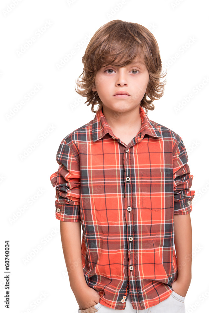 Boy posing over white Boy posing over white
