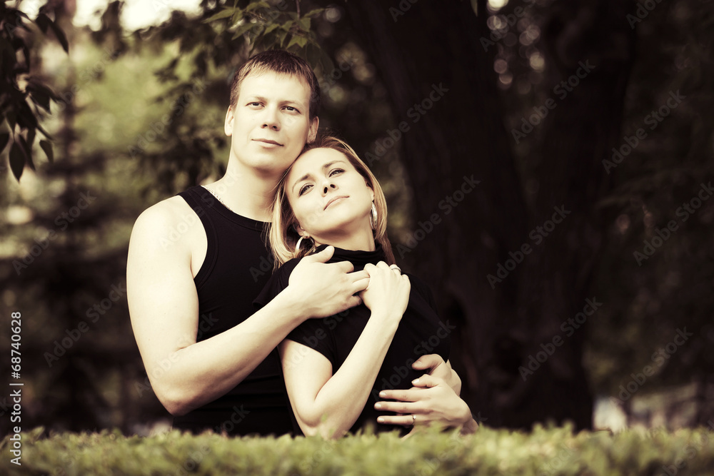 Fototapeta premium Happy young couple in love outdoor