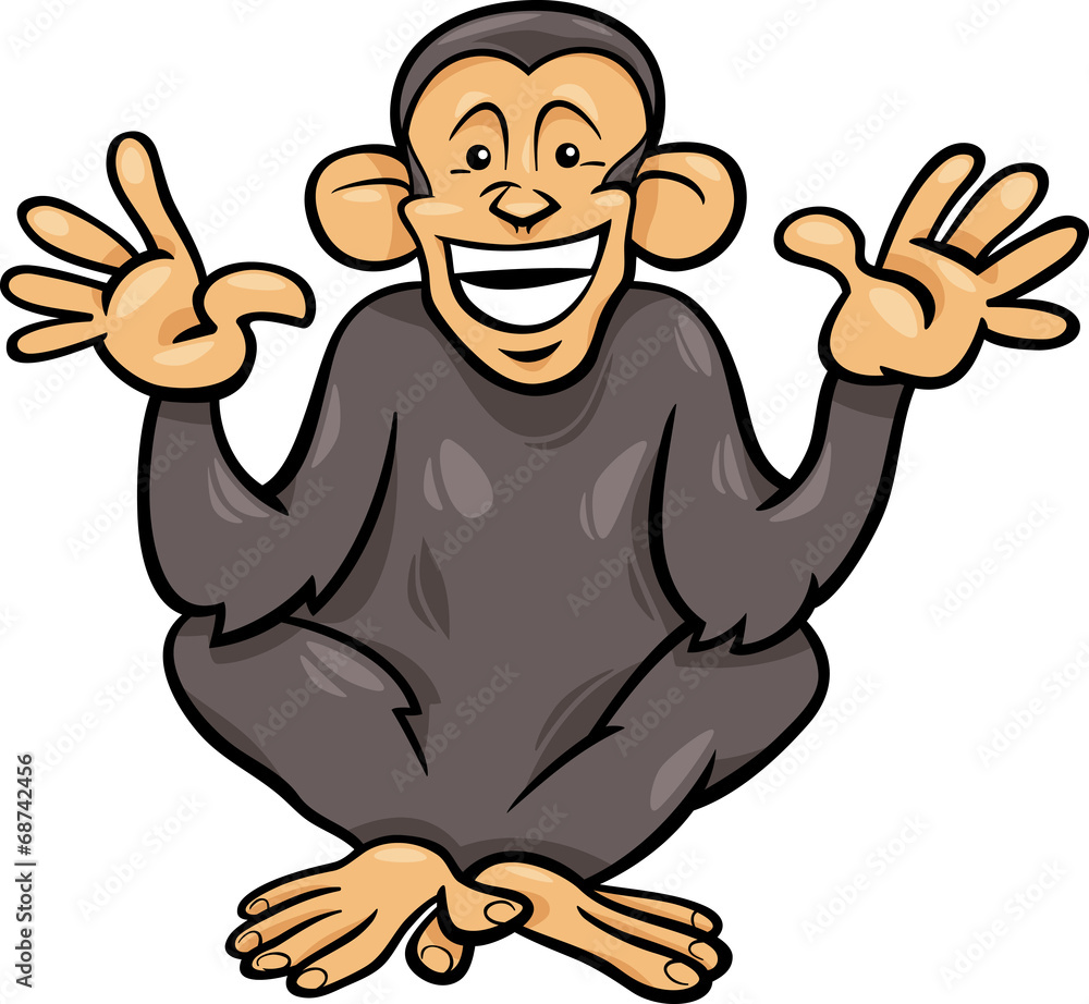 Obraz premium chimpanzee ape animal cartoon illustration