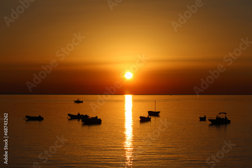 Sunrise, Sea and Boats, Mediterranean Sea