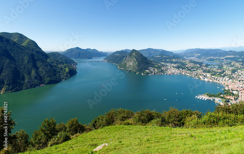 Vászonkép View from Monte Bre in the Gulf of Lugano