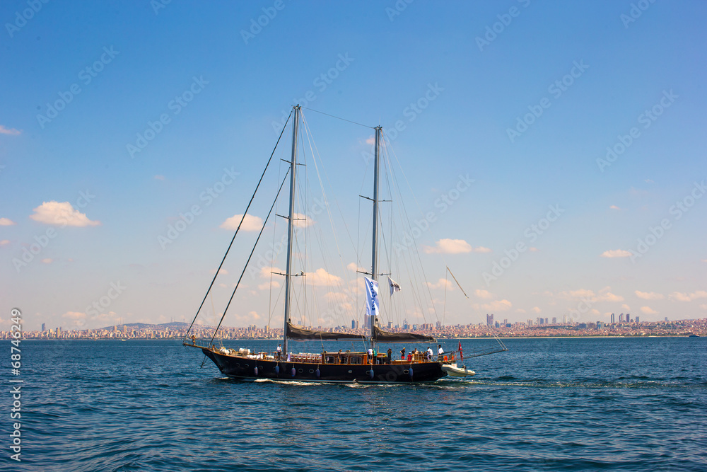 Small ship in Bosporus Strait