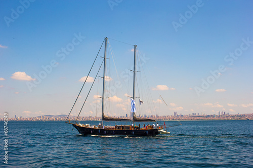 Small ship in Bosporus Strait