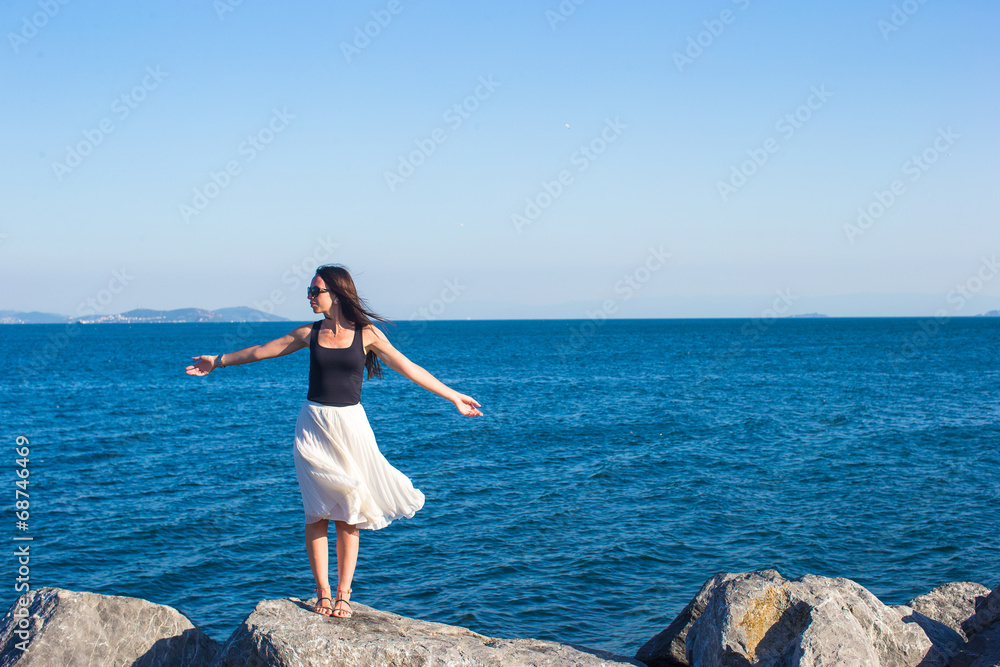 Young attractive woman during summer vacation near Bosphorus