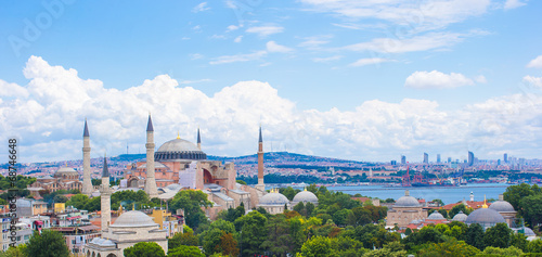 Incredible beautiful view of Hagia Sophia from hotel terrace