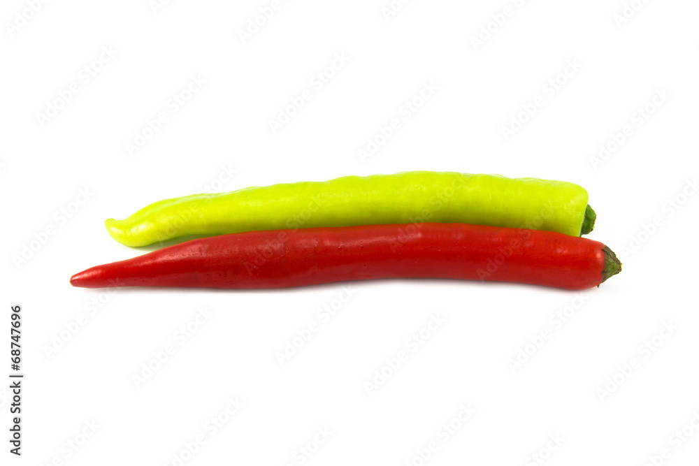 Red and green pepper isolated on a white background Red and green pepper isolated on a white background